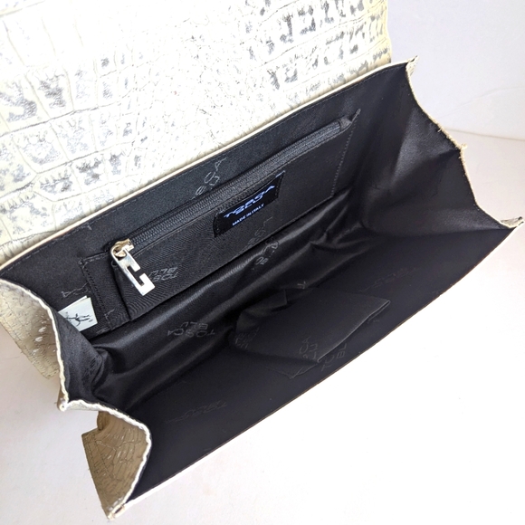 Tosca Blu Handbag Croc Embossed Leather w/ hints of Metallic Silver - Picture 9 of 14